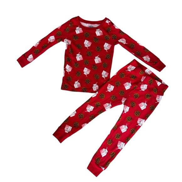 Old Navy Red Cookie & Milk Pajama 2PC Set Sleeper Toddler Boy Girl 3T - Picture 1 of 2